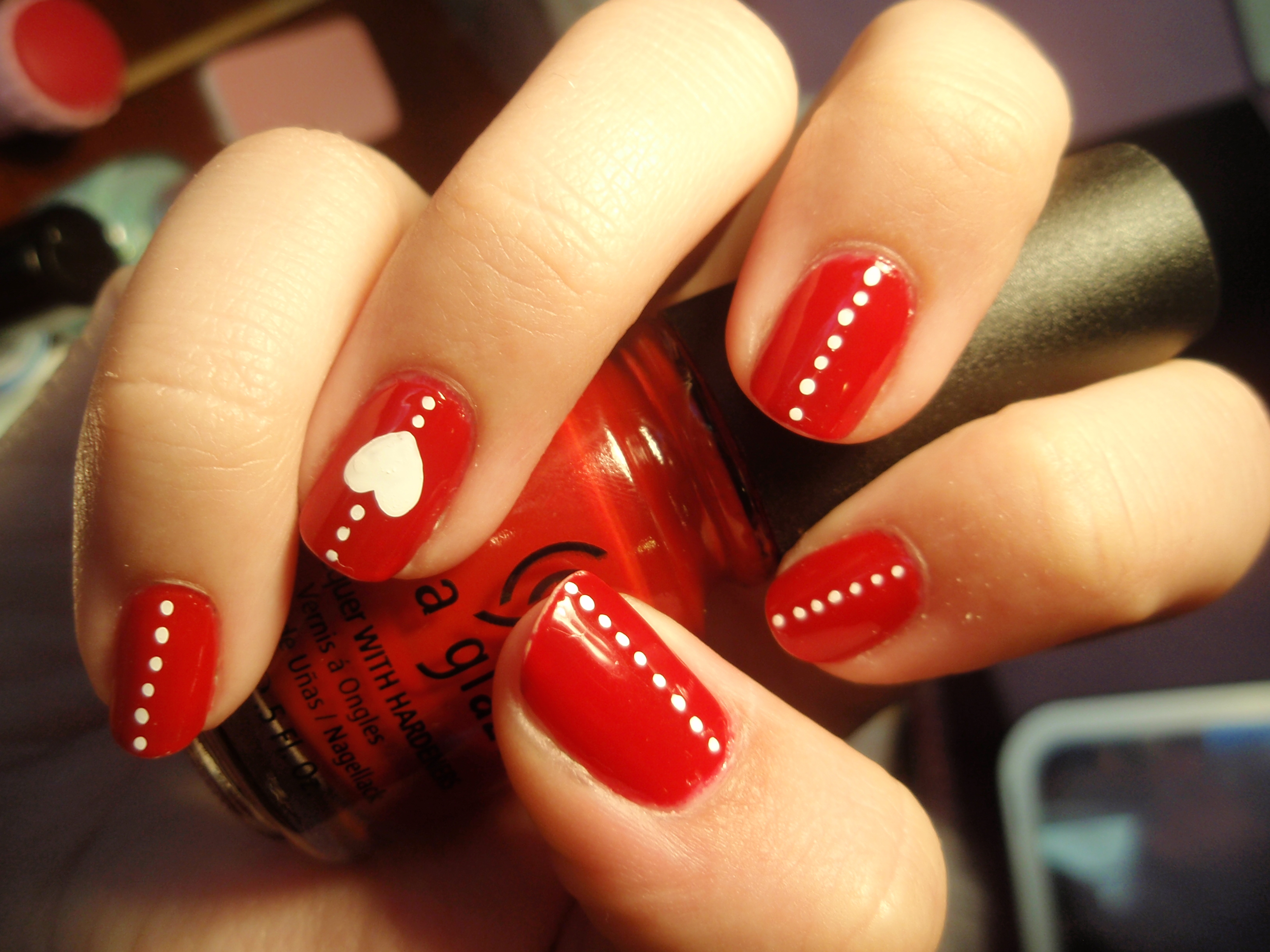 Lin's Lacquer: Red with White Dots