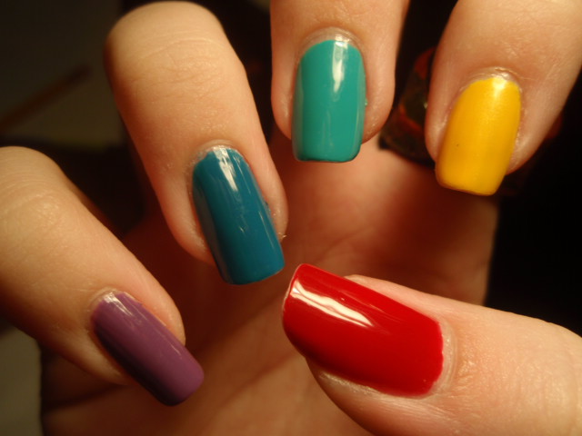 Rainbow Colored Nails